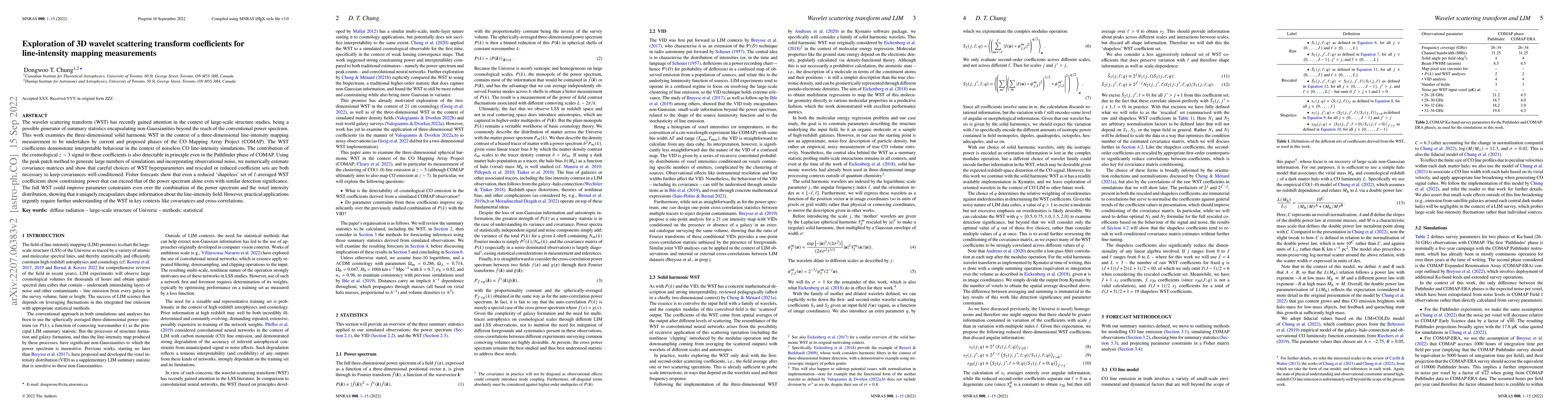 Thumbnail for Exploration of 3D wavelet scattering transform coefficients for
  line-intensity mapping measurements