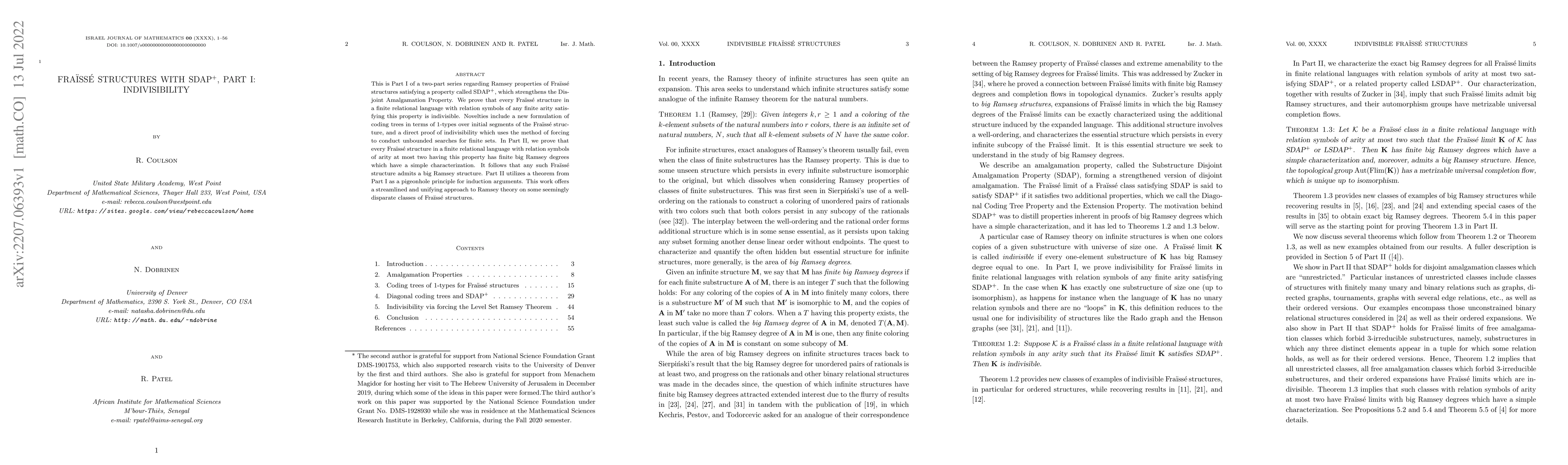 Thumbnail for Fraisse Structures with SDAP+, Part I: Indivisibility