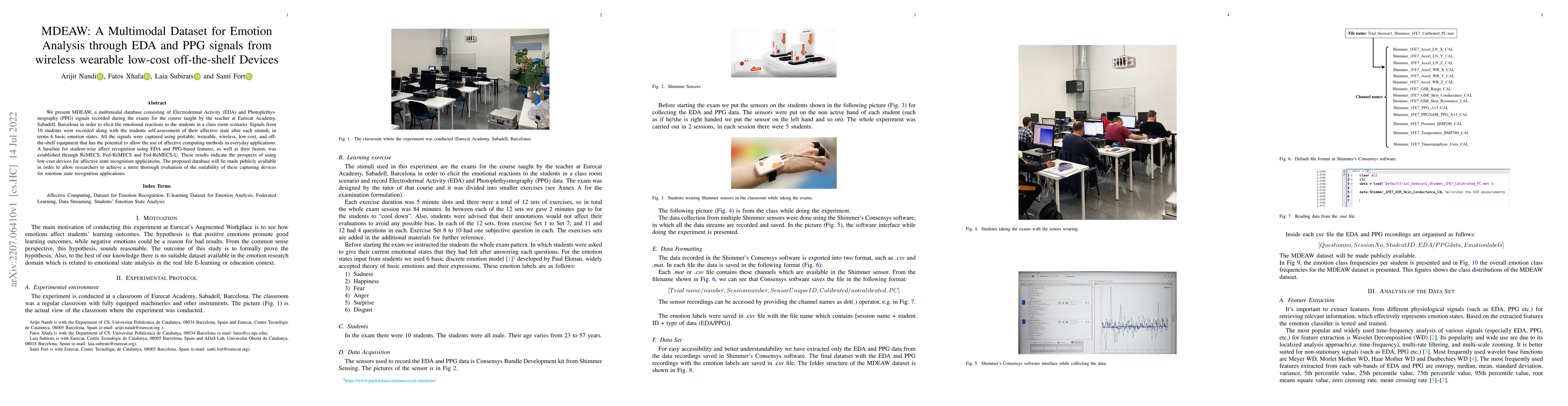Thumbnail for MDEAW: A Multimodal Dataset for Emotion Analysis through EDA and PPG
  signals from wireless wearable low-cost off-the-shelf Devices