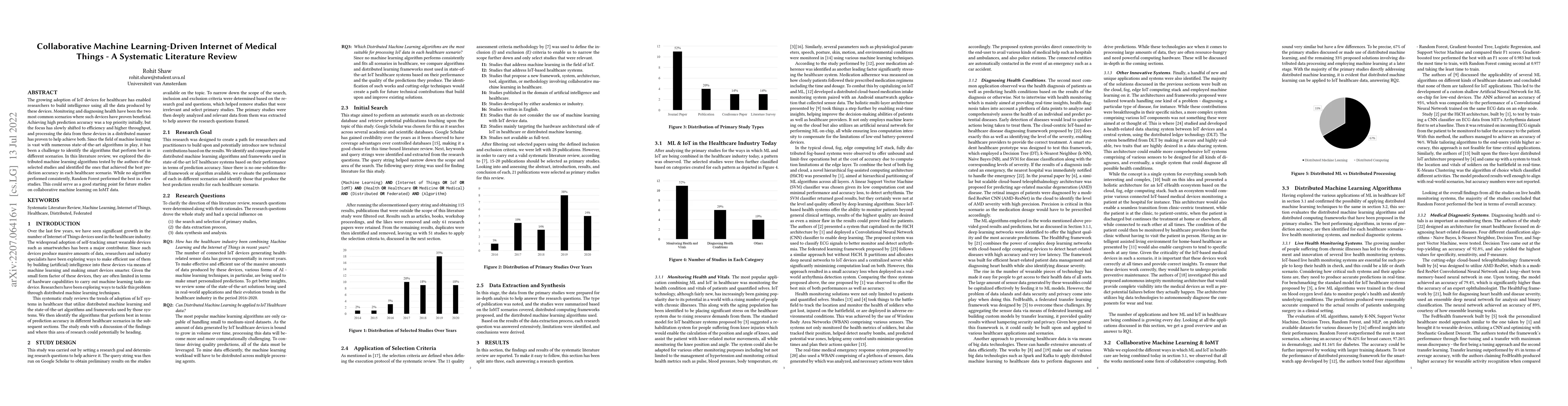 Thumbnail for Collaborative Machine Learning-Driven Internet of Medical Things -- A
  Systematic Literature Review