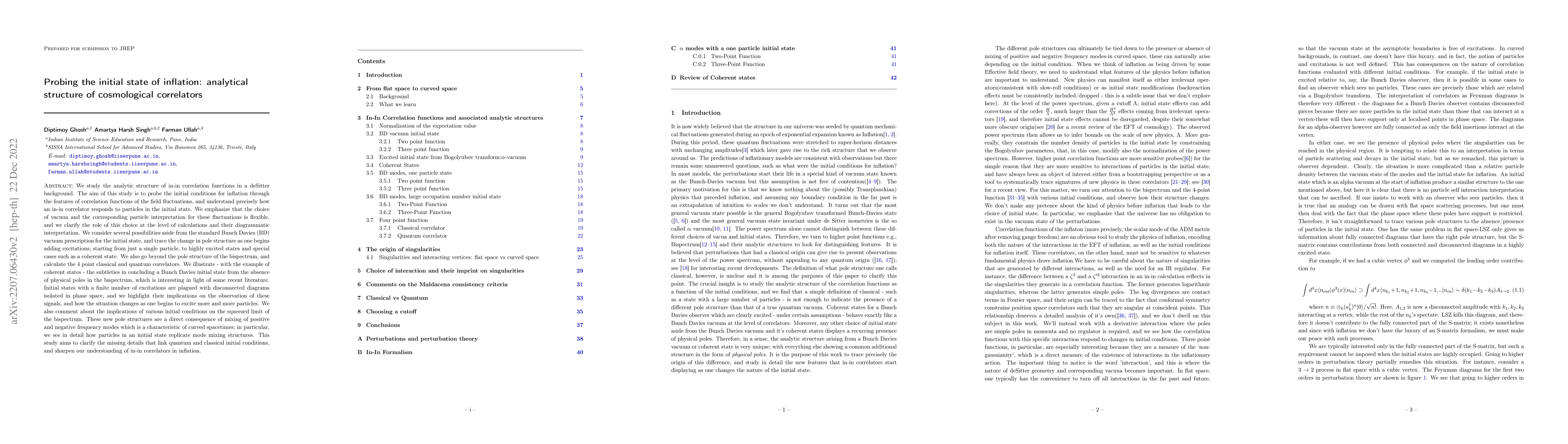Thumbnail for Probing the initial state of inflation: analytical structure of
  cosmological correlators
