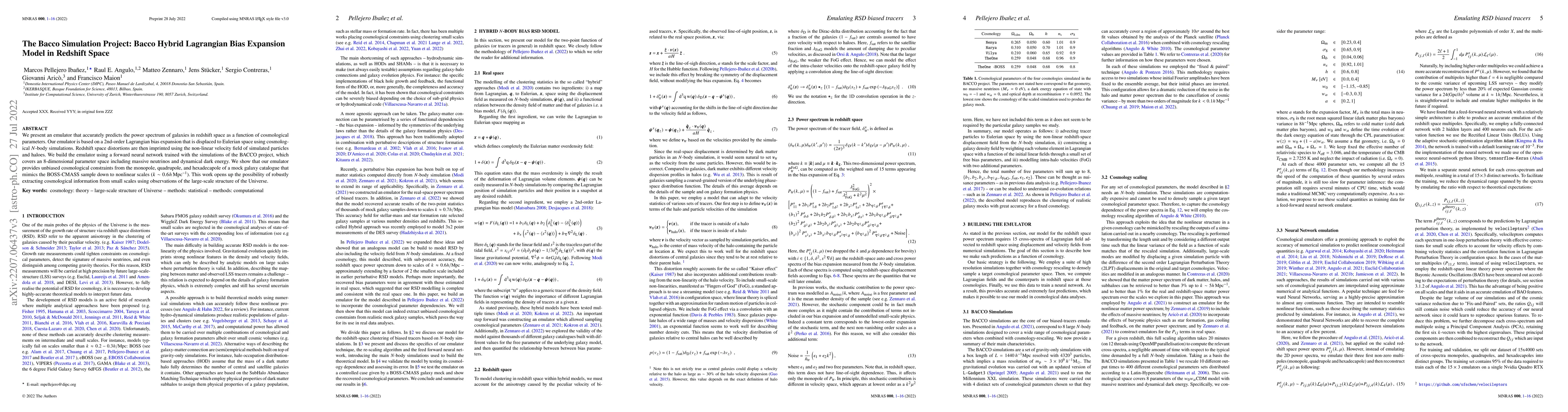 Thumbnail for The Bacco Simulation Project: Bacco Hybrid Lagrangian Bias Expansion
  Model in Redshift Space