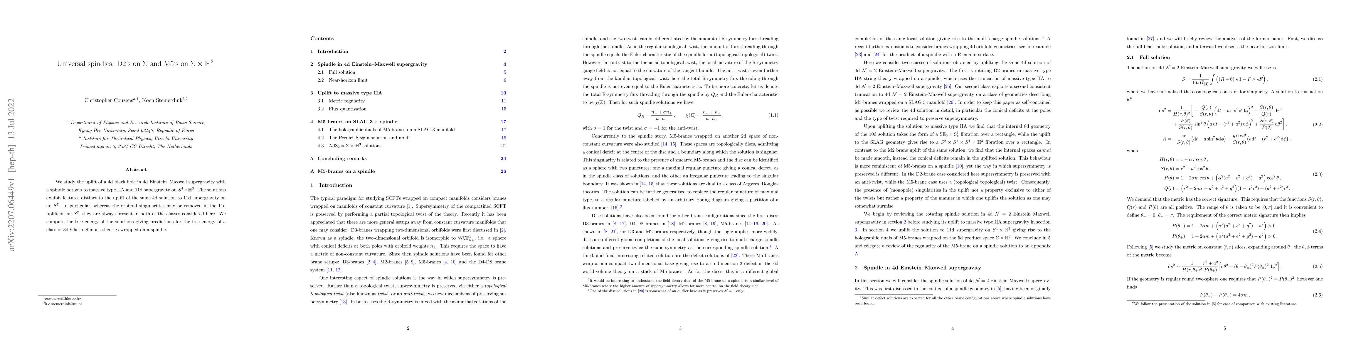 Thumbnail for Universal spindles: D2's on $\Sigma$ and M5's on $\Sigma\times
  \mathbb{H}^3$