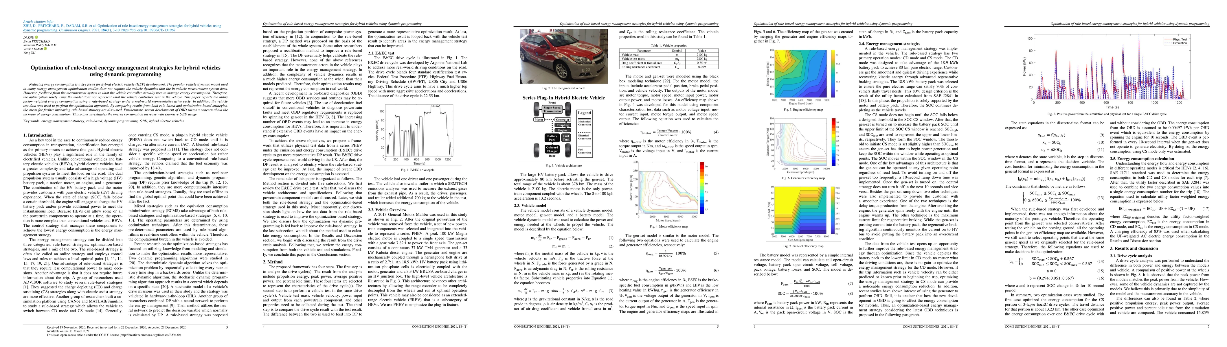 Thumbnail for Optimization of rule-based energy management strategies for hybrid
  vehicles using dynamic programming