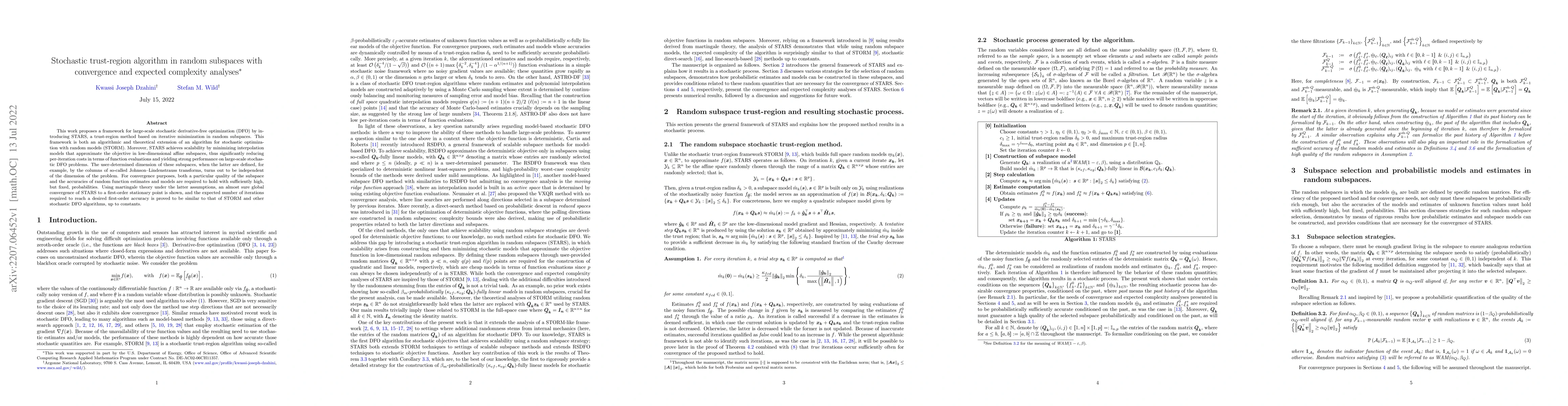 Thumbnail for Stochastic trust-region algorithm in random subspaces with convergence
  and expected complexity analyses