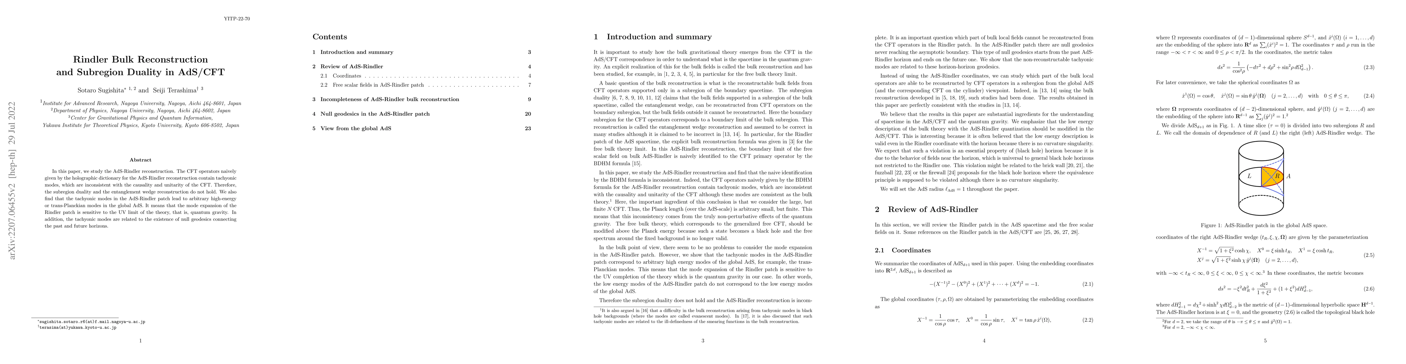 Thumbnail for Rindler Bulk Reconstruction and Subregion Duality in AdS/CFT
