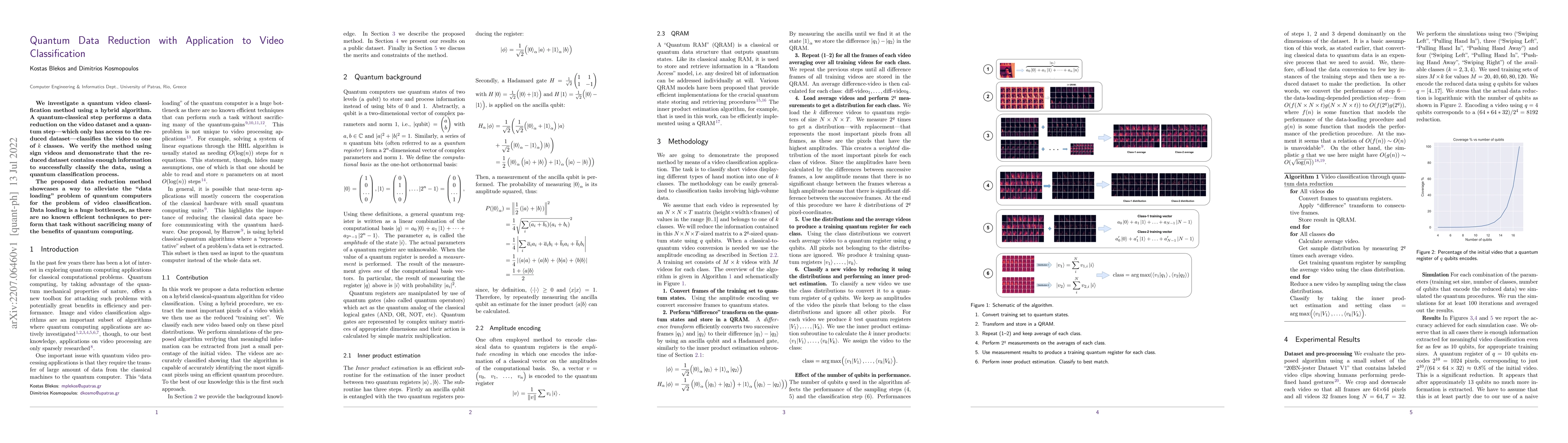 Thumbnail for Quantum Data Reduction with Application to Video Classification