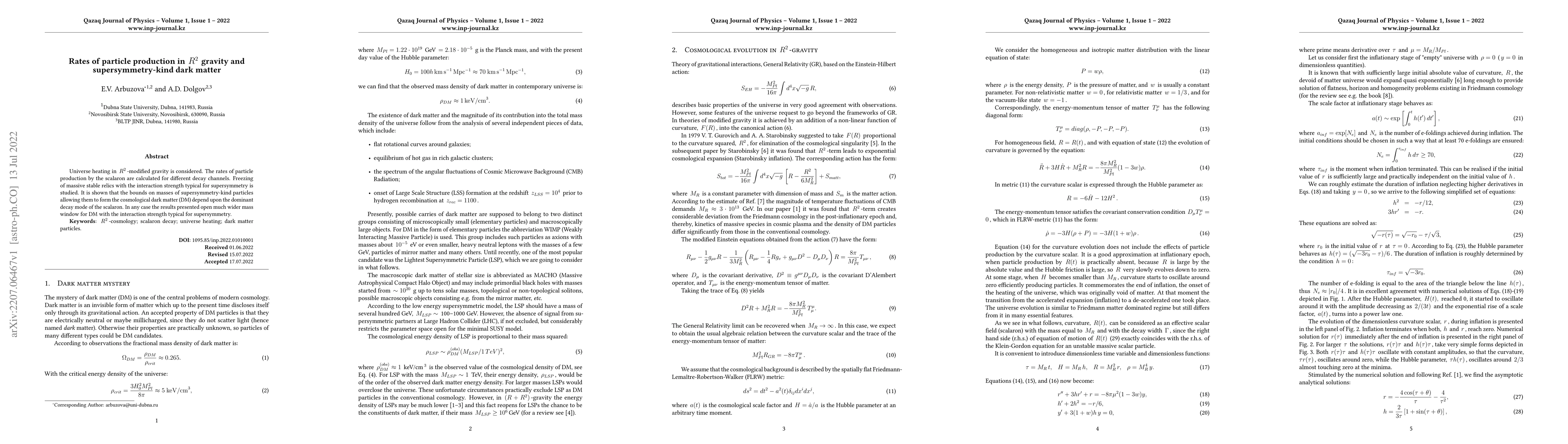 Thumbnail for Rates of particle production in $R^2$ gravity and supersymmetry-kind
  dark matter