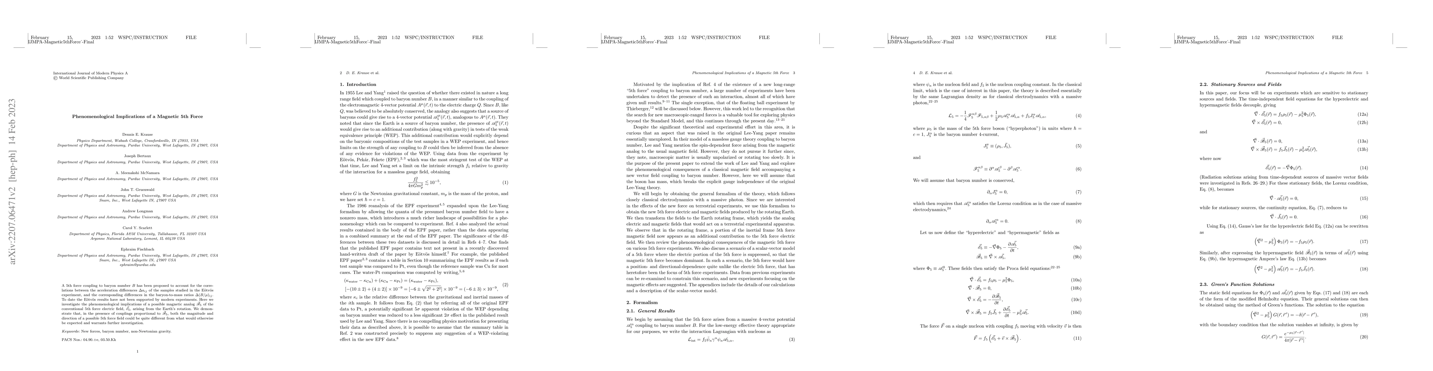 Thumbnail for Phenomenological Implications of a Magnetic 5th Force