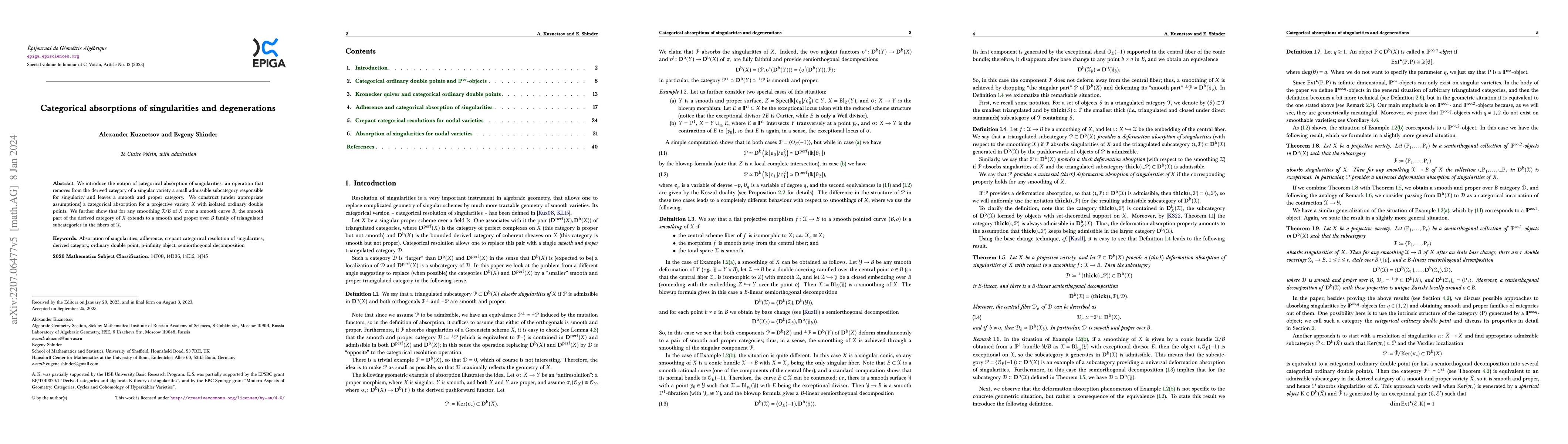 Thumbnail for Categorical absorptions of singularities and degenerations