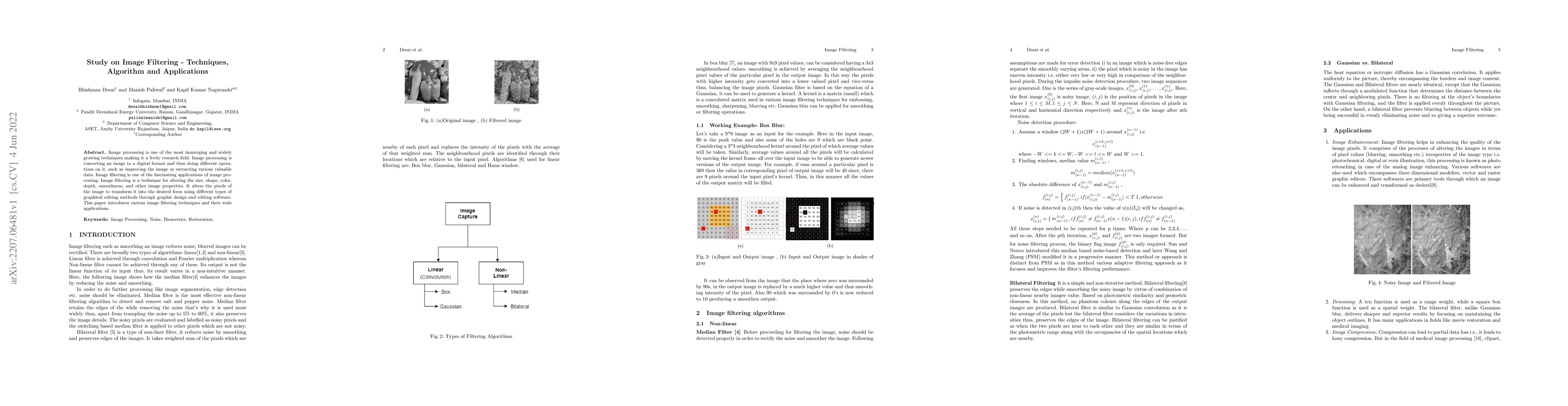 Thumbnail for Study on Image Filtering -- Techniques, Algorithm and Applications