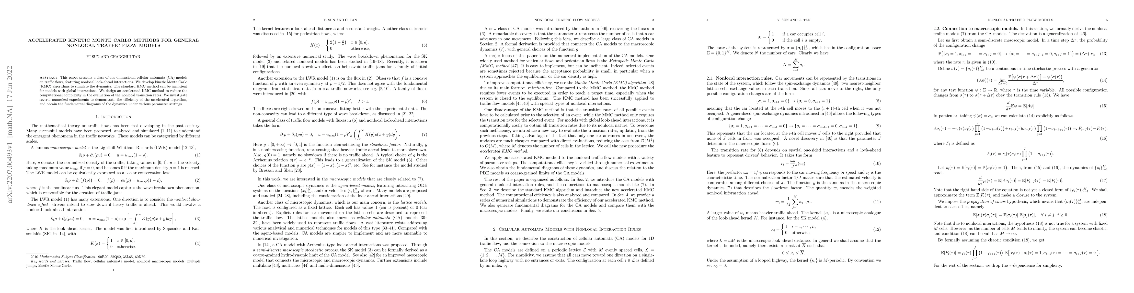 Thumbnail for Accelerated Kinetic Monte Carlo methods for general nonlocal traffic
  flow models