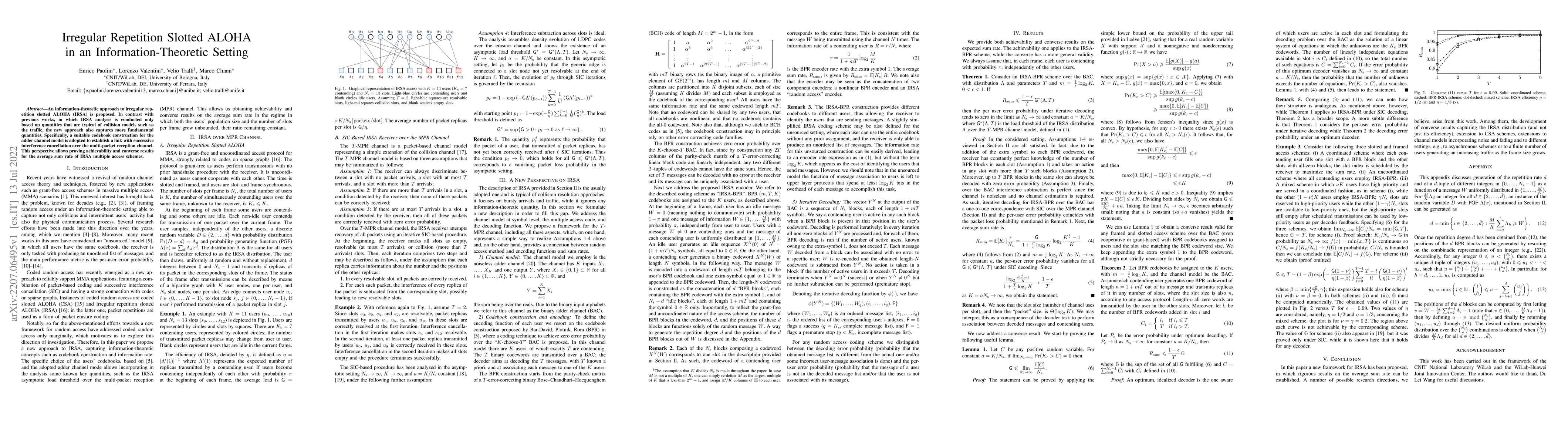 Thumbnail for Irregular Repetition Slotted ALOHA in an Information-Theoretic Setting