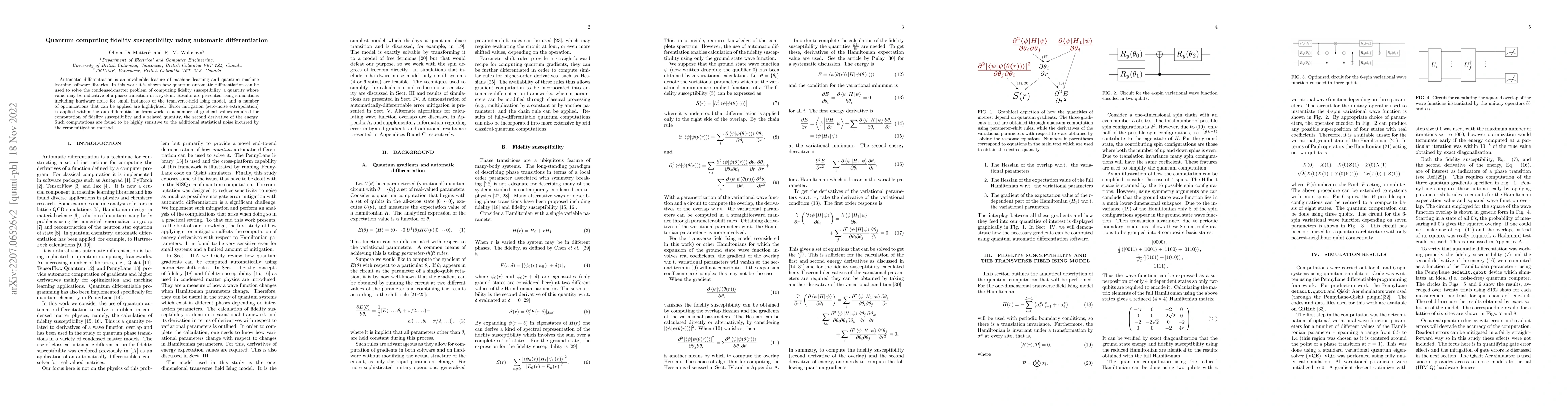 Thumbnail for Quantum computing fidelity susceptibility using automatic
  differentiation