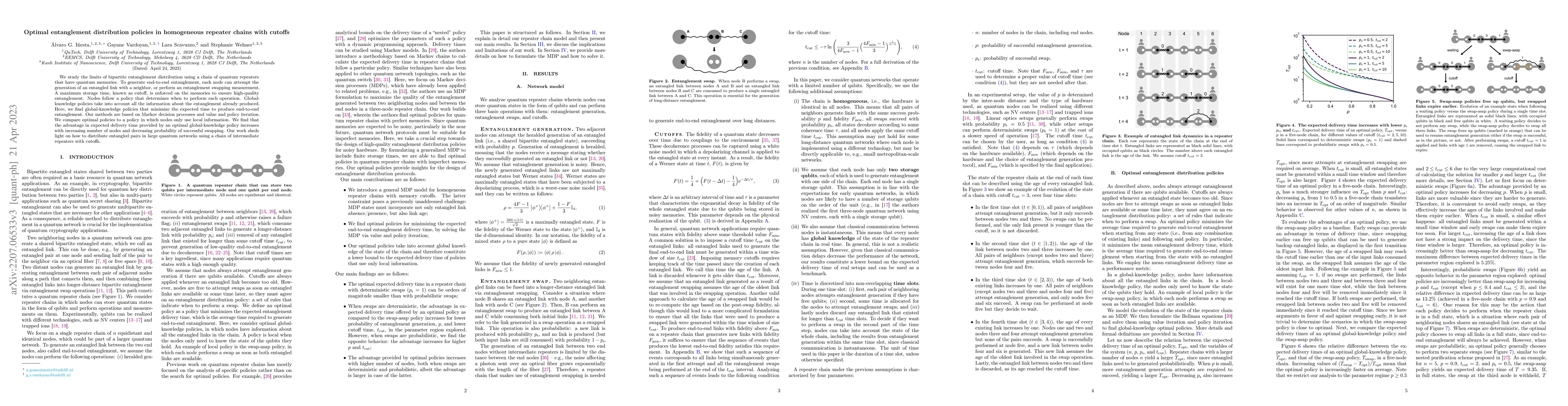 Thumbnail for Optimal entanglement distribution policies in homogeneous repeater
  chains with cutoffs