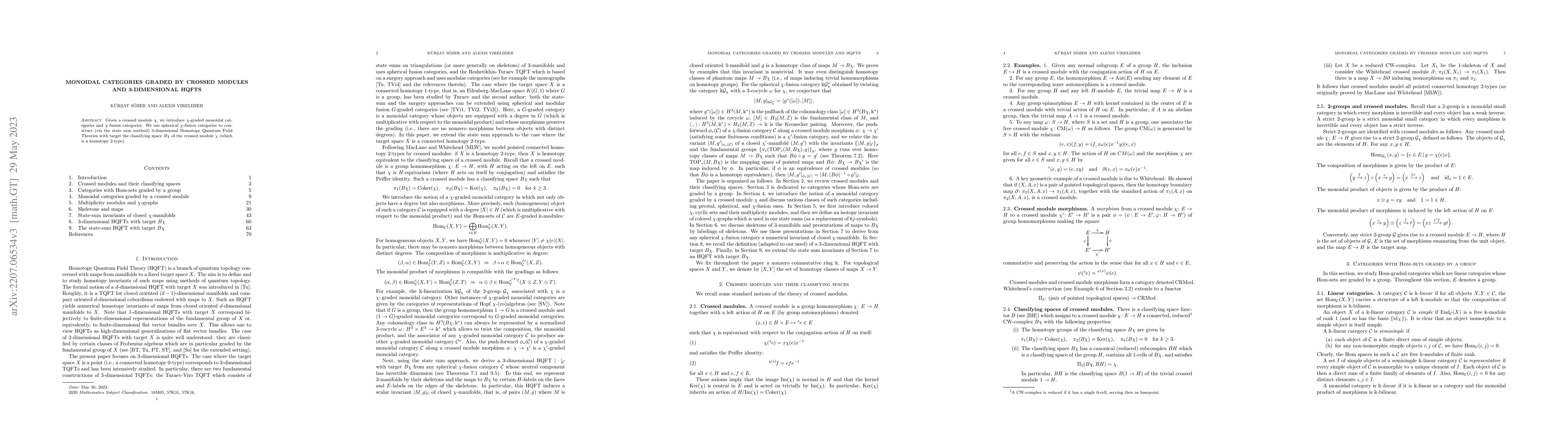 Thumbnail for Monoidal categories graded by crossed modules and 3-dimensional HQFTs