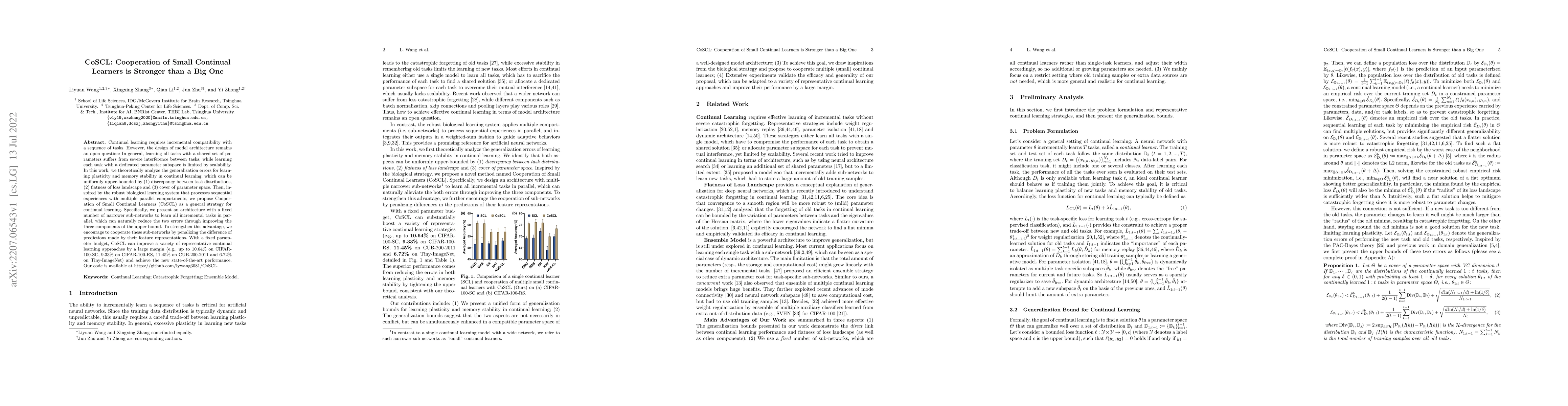 Thumbnail for CoSCL: Cooperation of Small Continual Learners is Stronger than a Big
  One