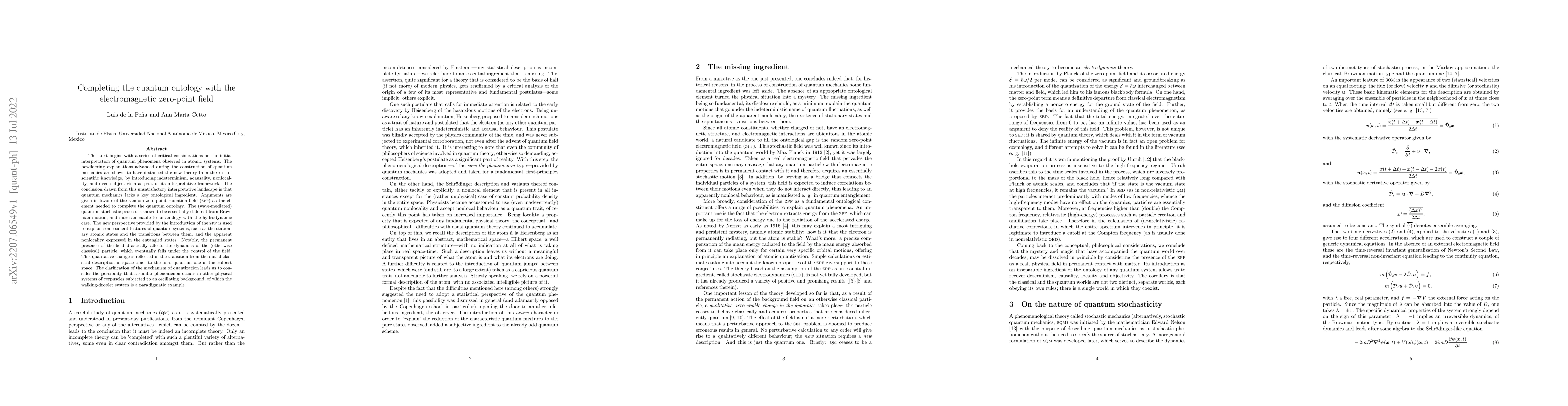 Thumbnail for Completing the quantum ontology with the electromagnetic zero-point
  field