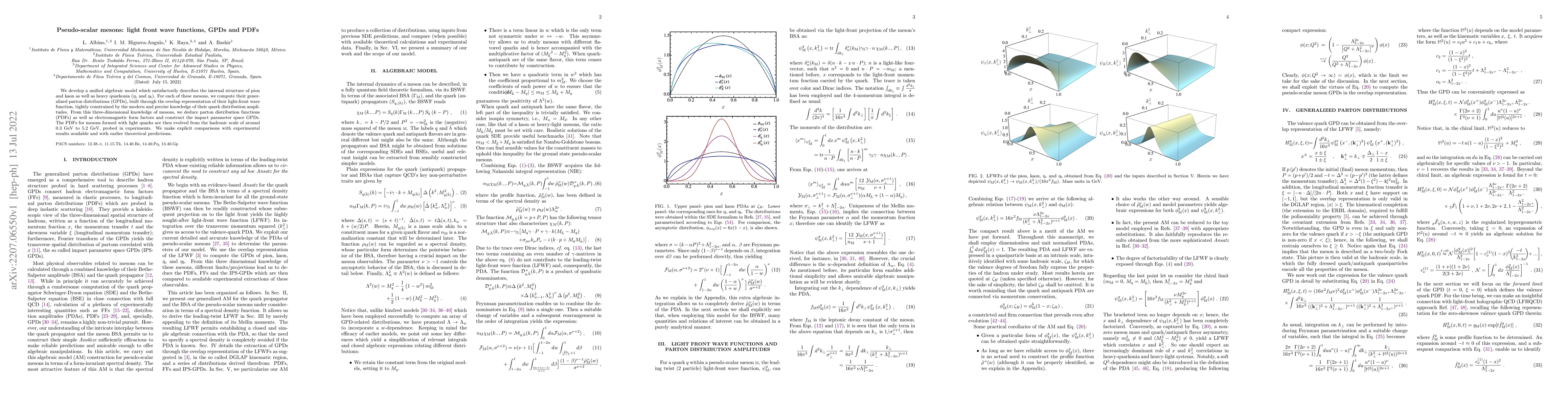 Thumbnail for Pseudo-scalar mesons: light front wave functions, GPDs and PDFs