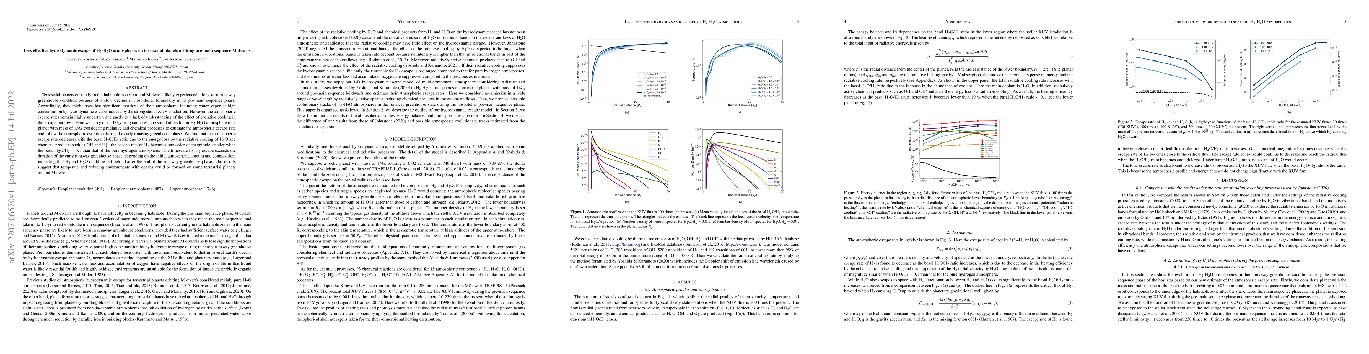 Thumbnail for Less effective hydrodynamic escape of H$_2$-H$_2$O atmospheres on
  terrestrial planets orbiting pre-main sequence M dwarfs