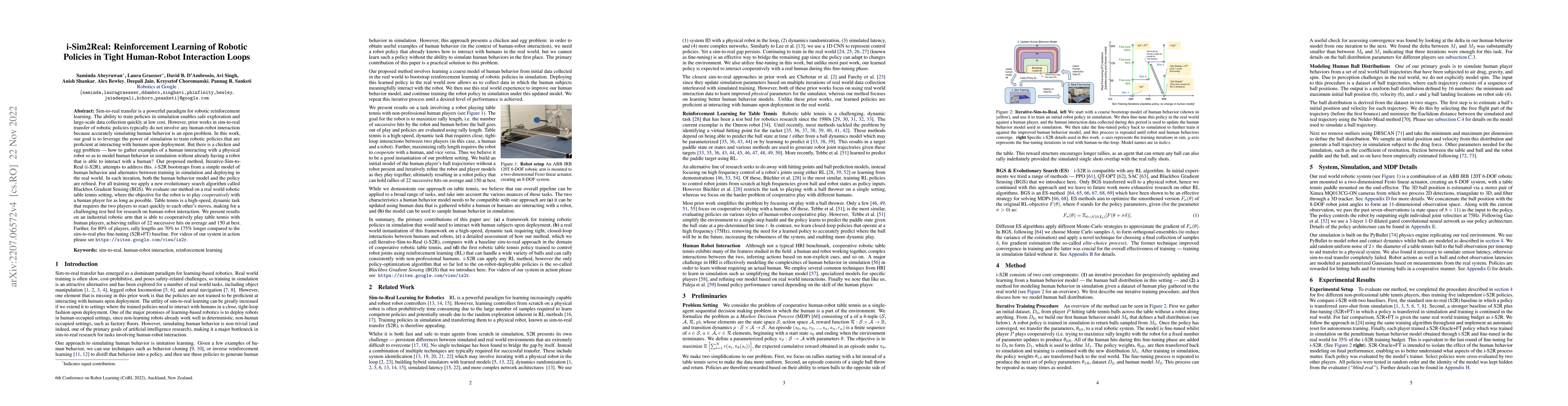 Thumbnail for i-Sim2Real: Reinforcement Learning of Robotic Policies in Tight
  Human-Robot Interaction Loops
