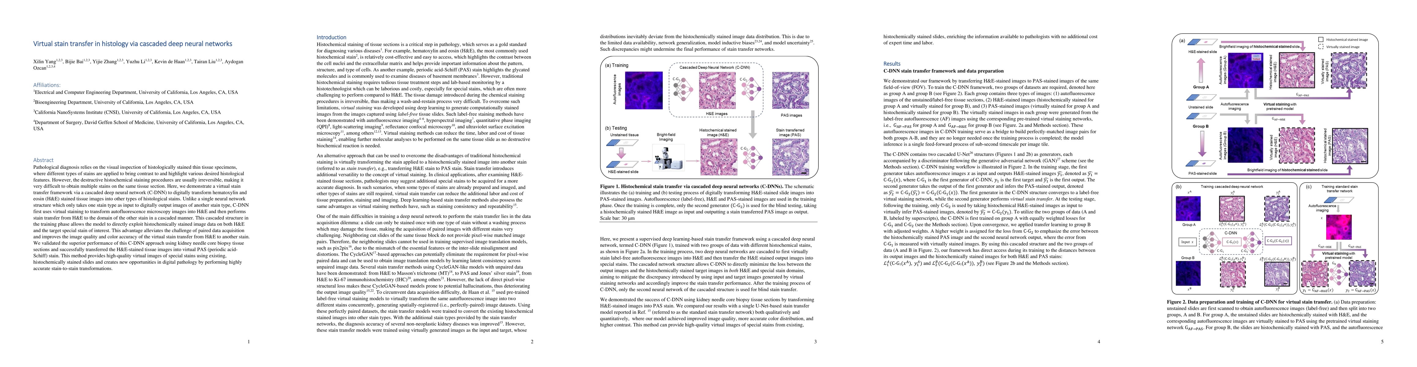 Thumbnail for Virtual stain transfer in histology via cascaded deep neural networks