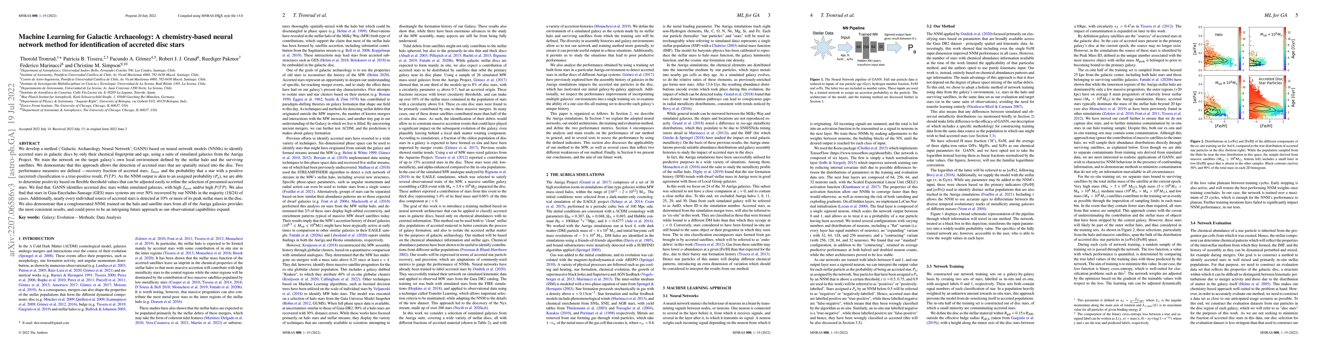 Thumbnail for Machine Learning for Galactic Archaeology: A chemistry-based neural
  network method for identification of accreted disc stars