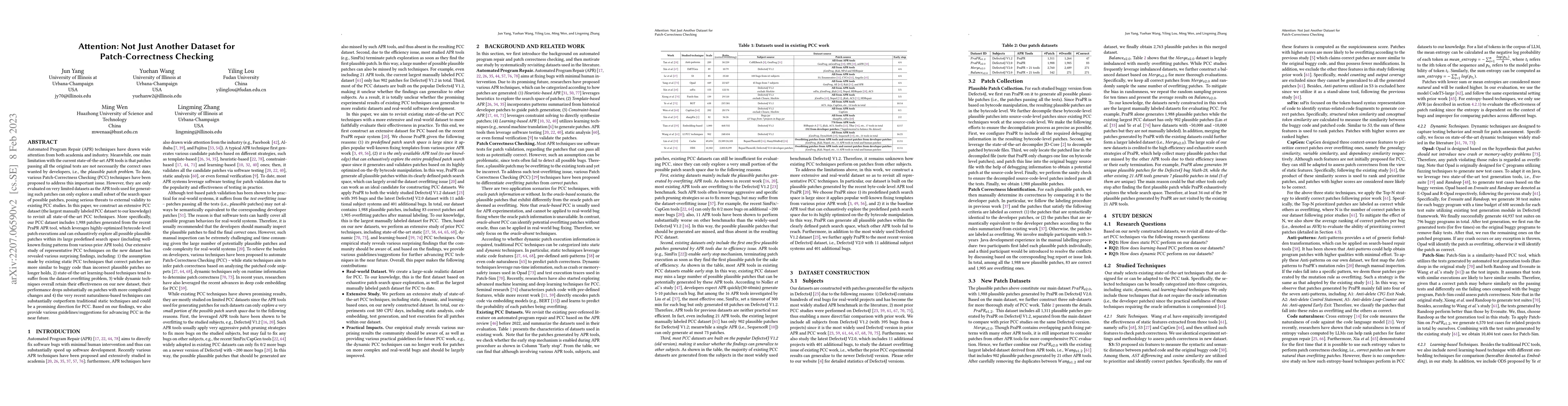 Thumbnail for Attention: Not Just Another Dataset for Patch-Correctness Checking