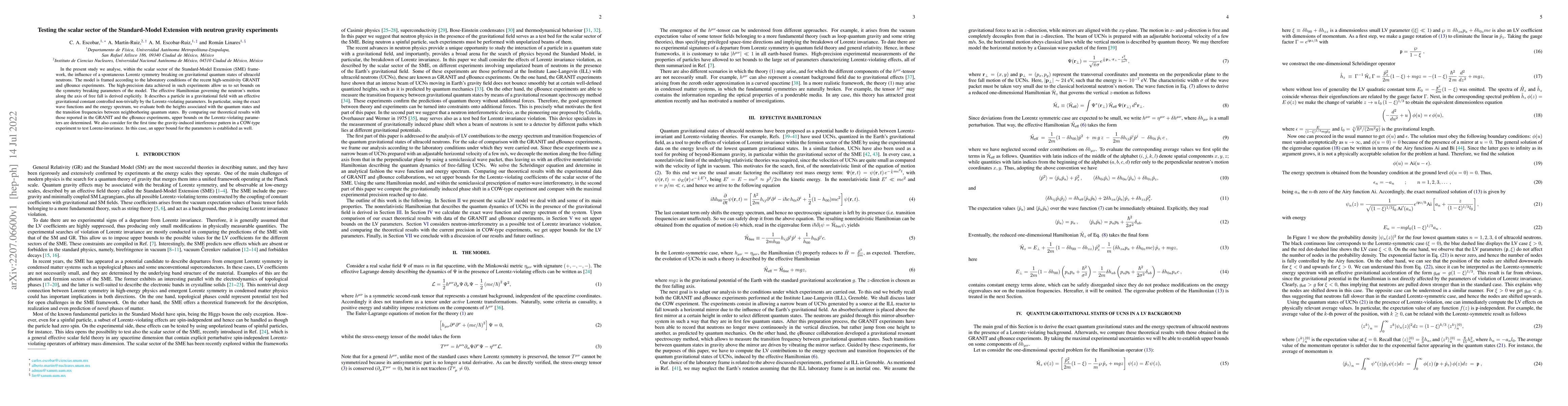 Thumbnail for Testing the scalar sector of the Standard-Model Extension with neutron
  gravity experiments