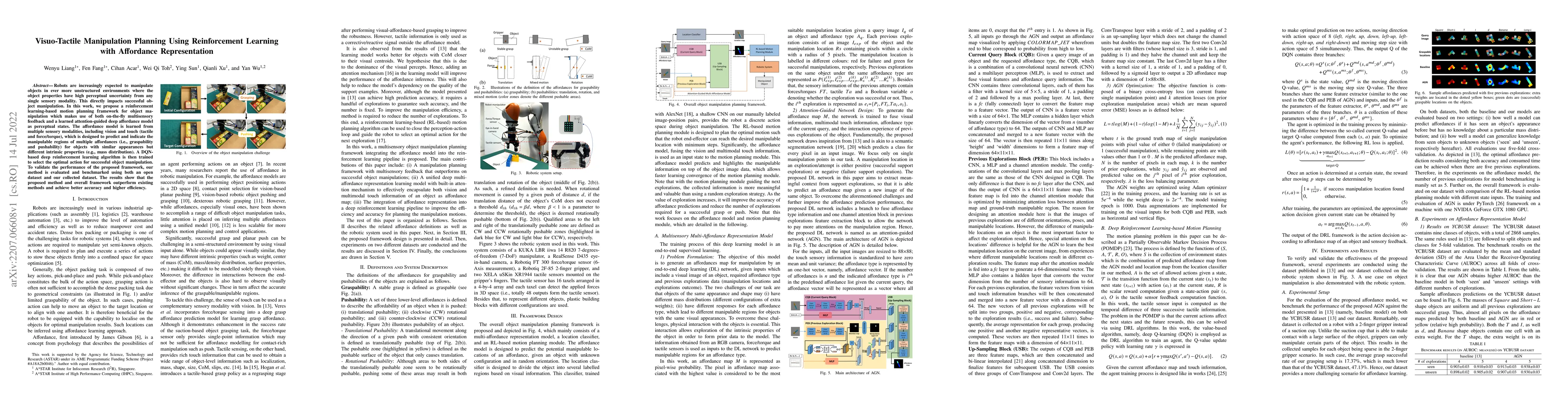 Thumbnail for Visuo-Tactile Manipulation Planning Using Reinforcement Learning with
  Affordance Representation
