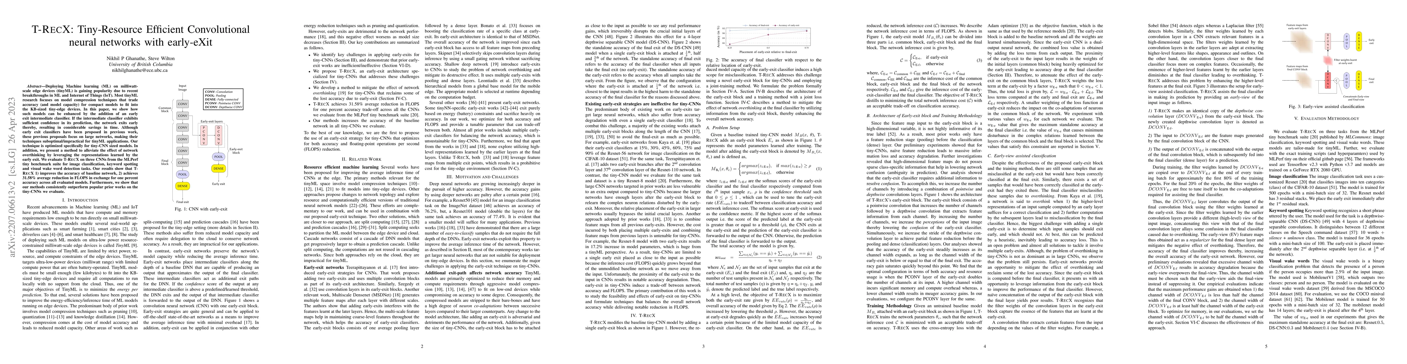 Thumbnail for T-RECX: Tiny-Resource Efficient Convolutional neural networks with
  early-eXit