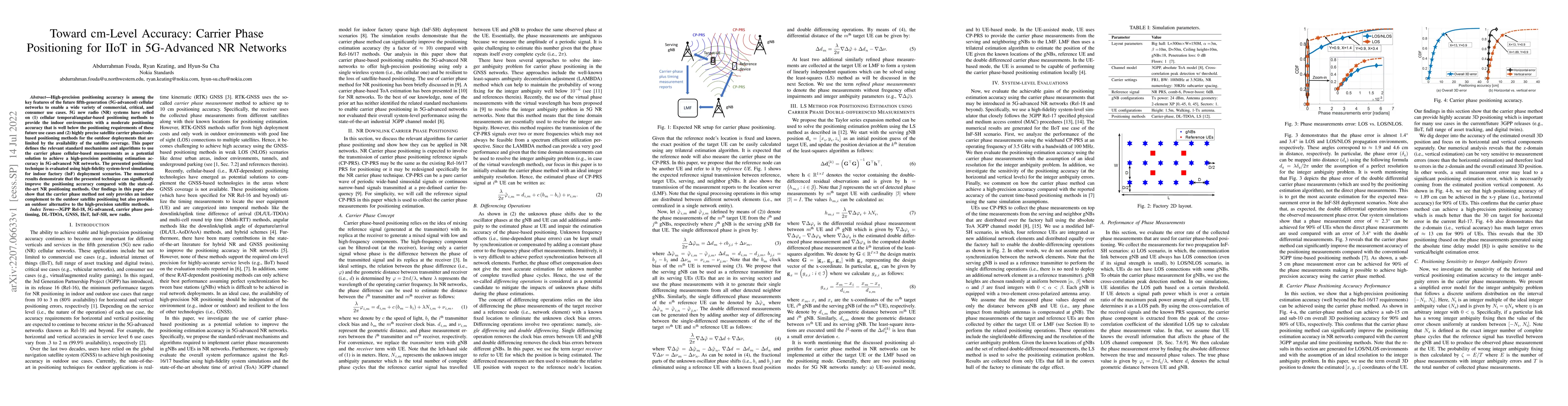 Thumbnail for Toward cm-Level Accuracy: Carrier Phase Positioning for IIoT in
  5G-Advanced NR Networks