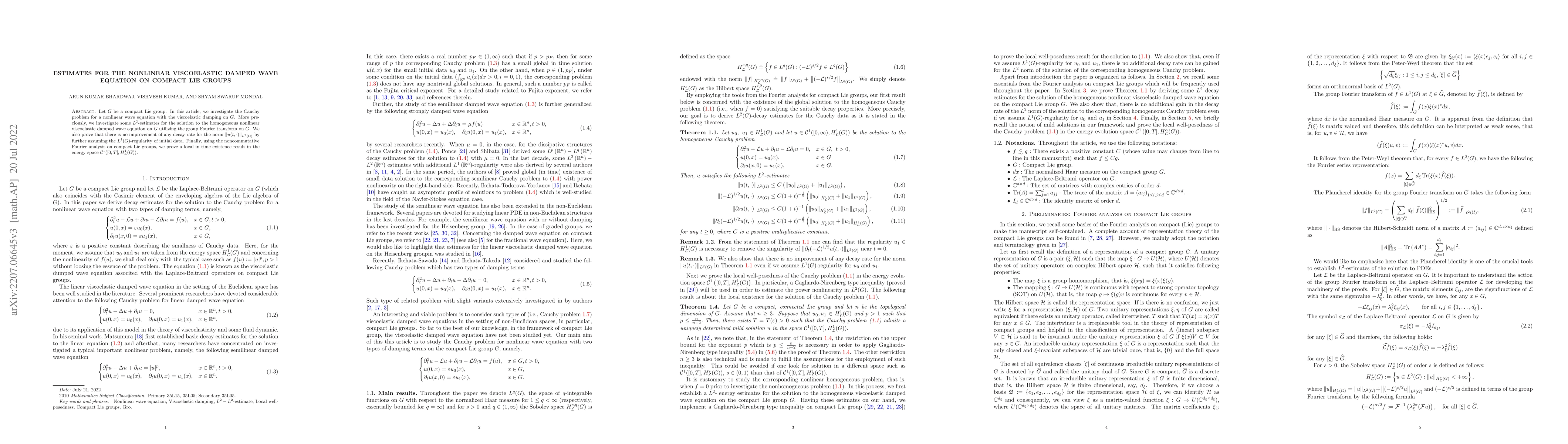Thumbnail for Estimates for the nonlinear viscoelastic damped wave equation on compact
  Lie groups