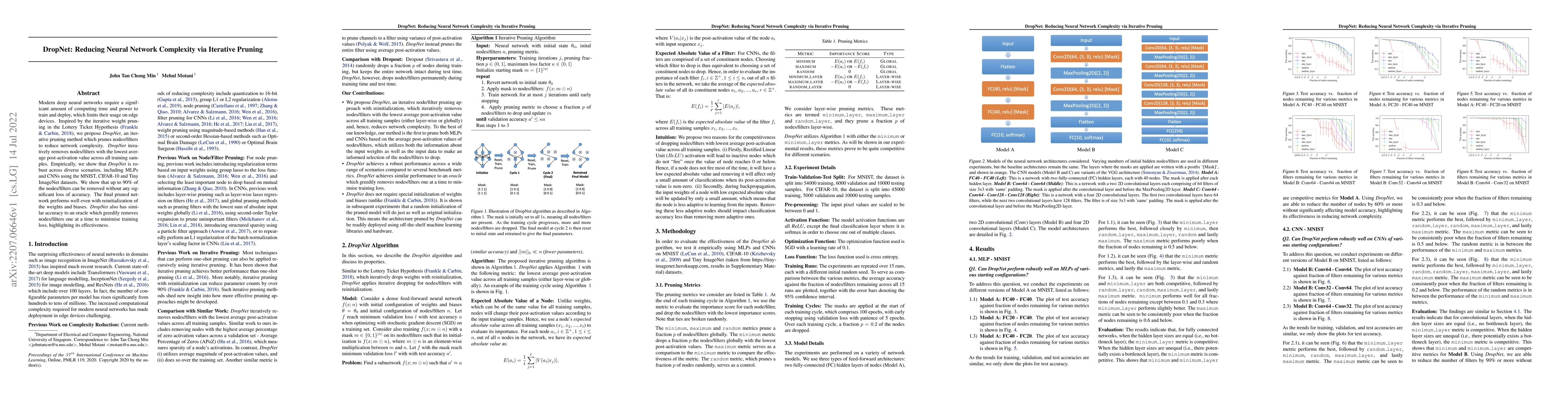 Thumbnail for DropNet: Reducing Neural Network Complexity via Iterative Pruning