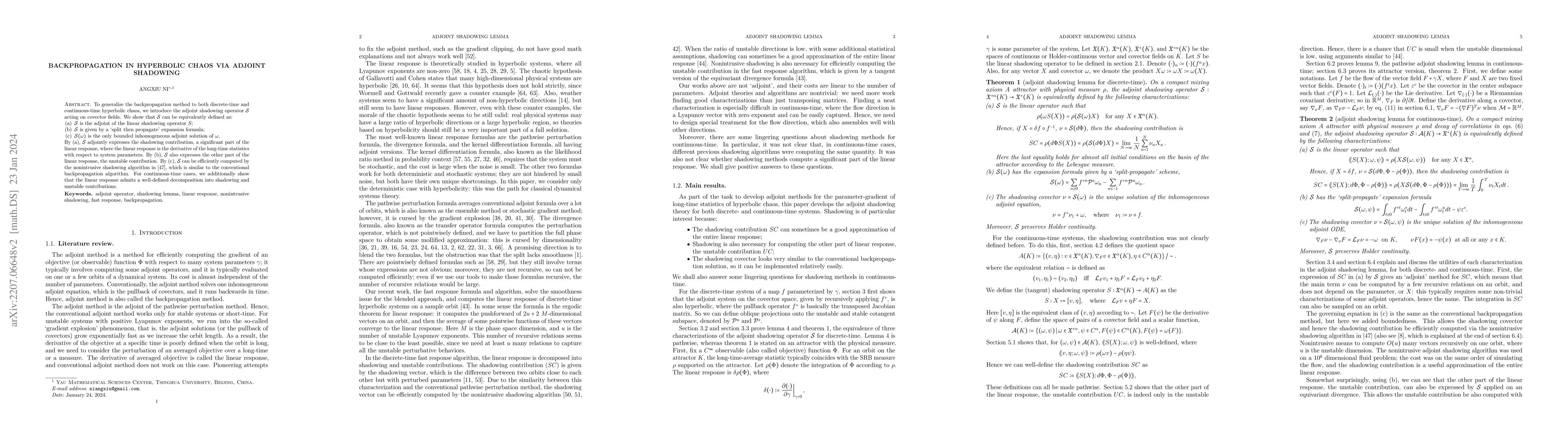 Thumbnail for Backpropagation in hyperbolic chaos via adjoint shadowing