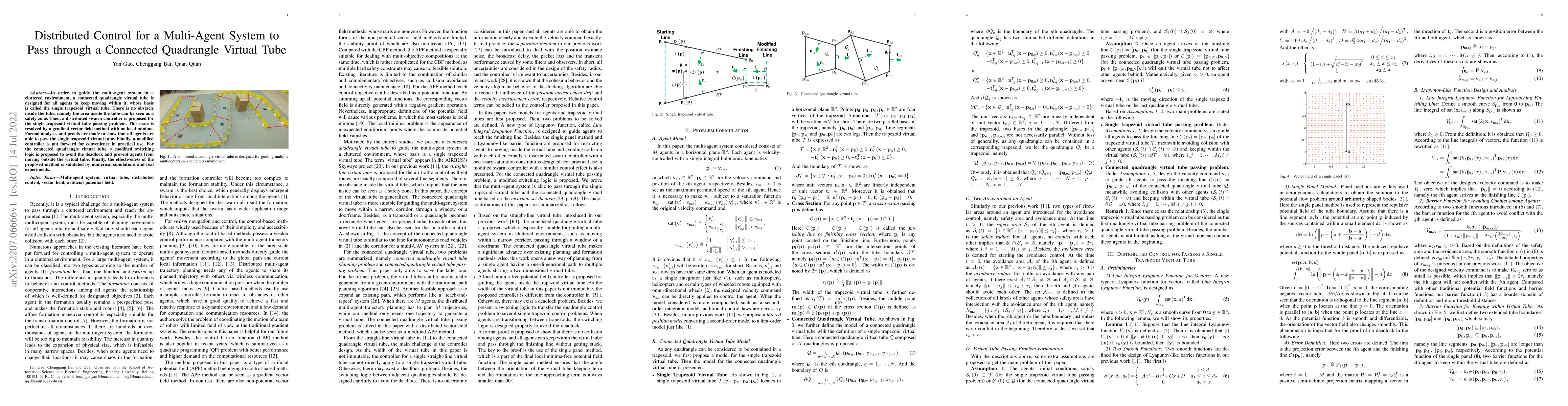 Thumbnail for Distributed Control for a Multi-Agent System to Pass through a Connected
  Quadrangle Virtual Tube