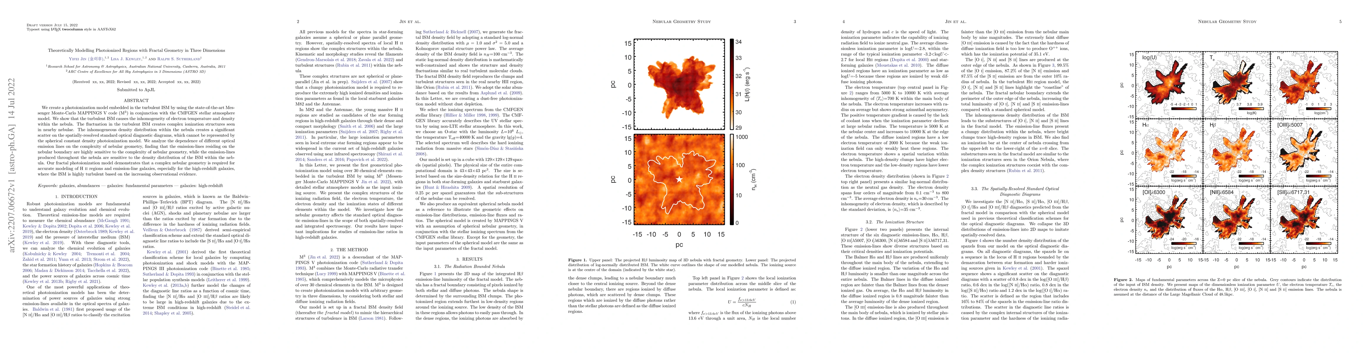 Thumbnail for Theoretically Modelling Photoionized Regions with Fractal Geometry in
  Three Dimensions