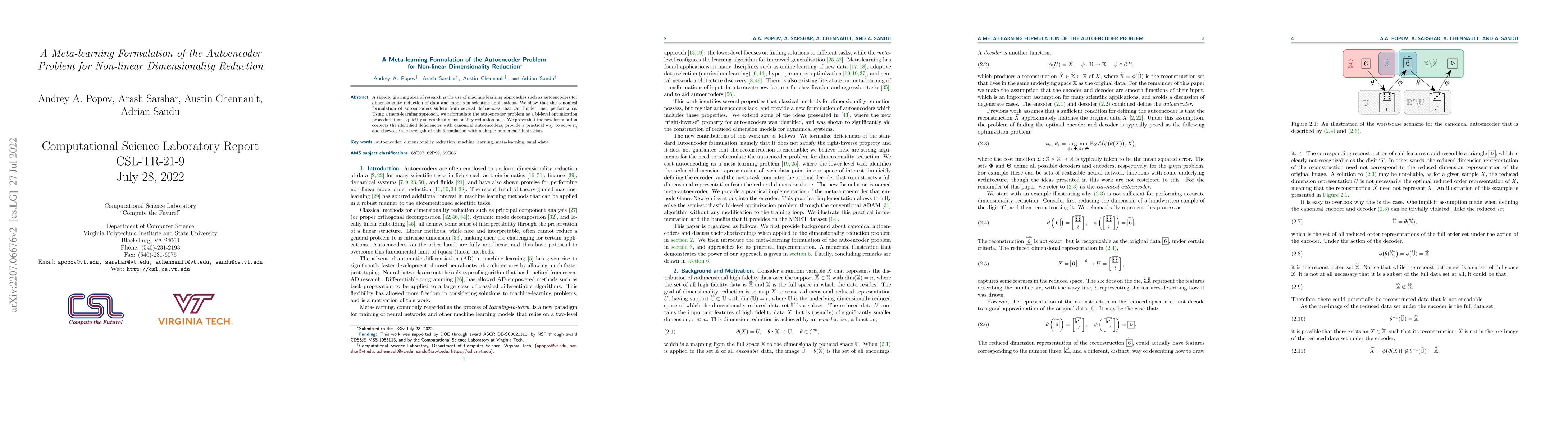 Thumbnail for A Meta-learning Formulation of the Autoencoder Problem for Non-linear
  Dimensionality Reduction