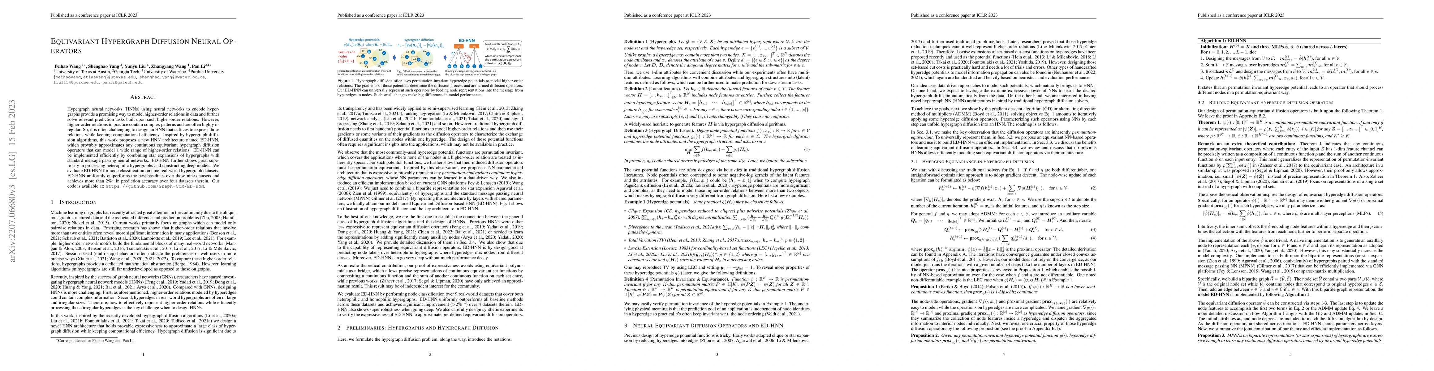 Thumbnail for Equivariant Hypergraph Diffusion Neural Operators