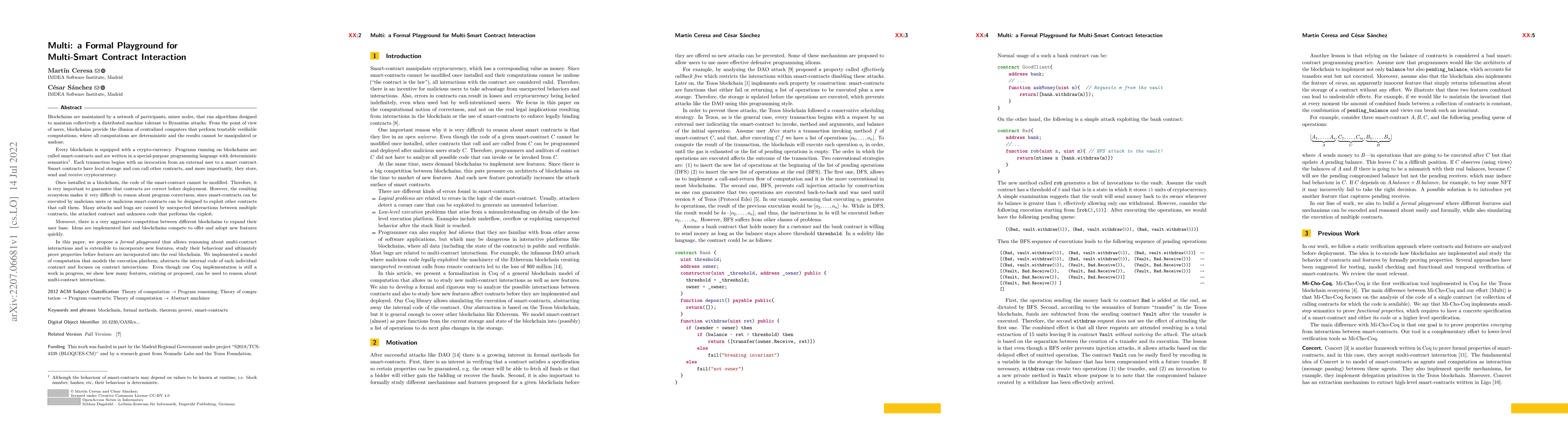 Thumbnail for Multi: a Formal Playground for Multi-Smart Contract Interaction