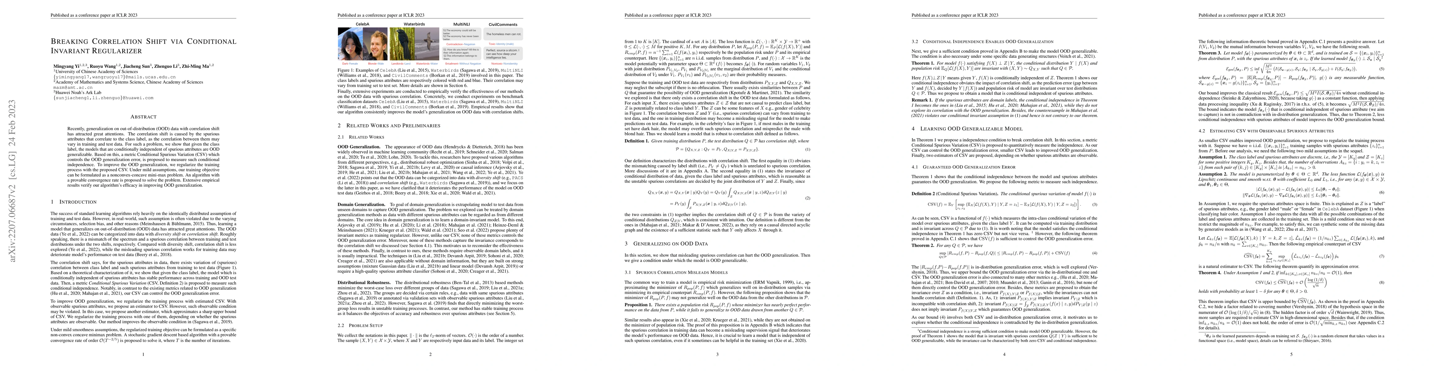 Thumbnail for Breaking Correlation Shift via Conditional Invariant Regularizer