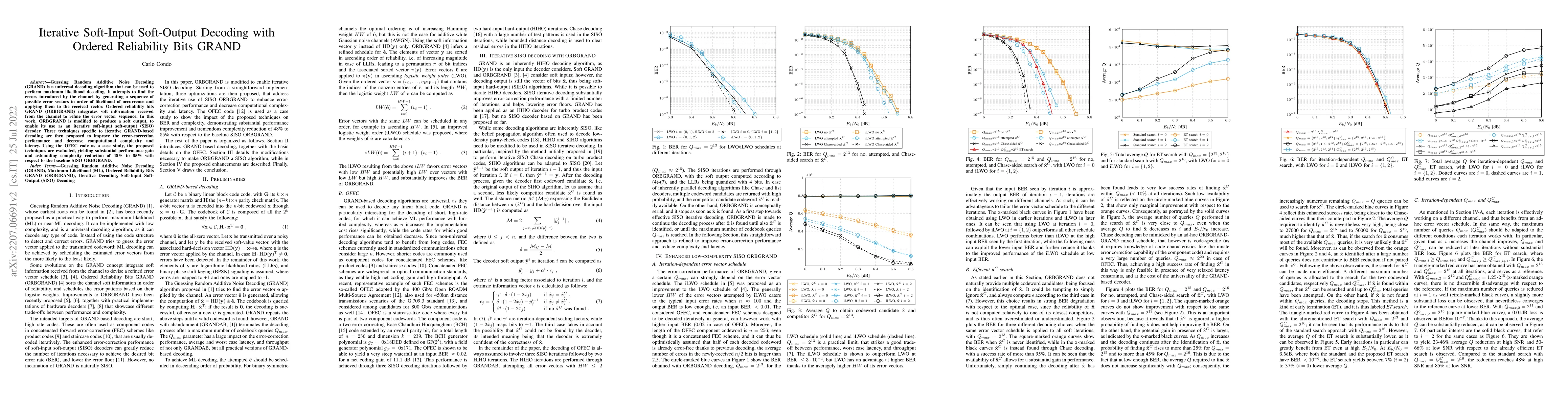 Thumbnail for Iterative Soft-Input Soft-Output Decoding with Ordered Reliability Bits
  GRAND