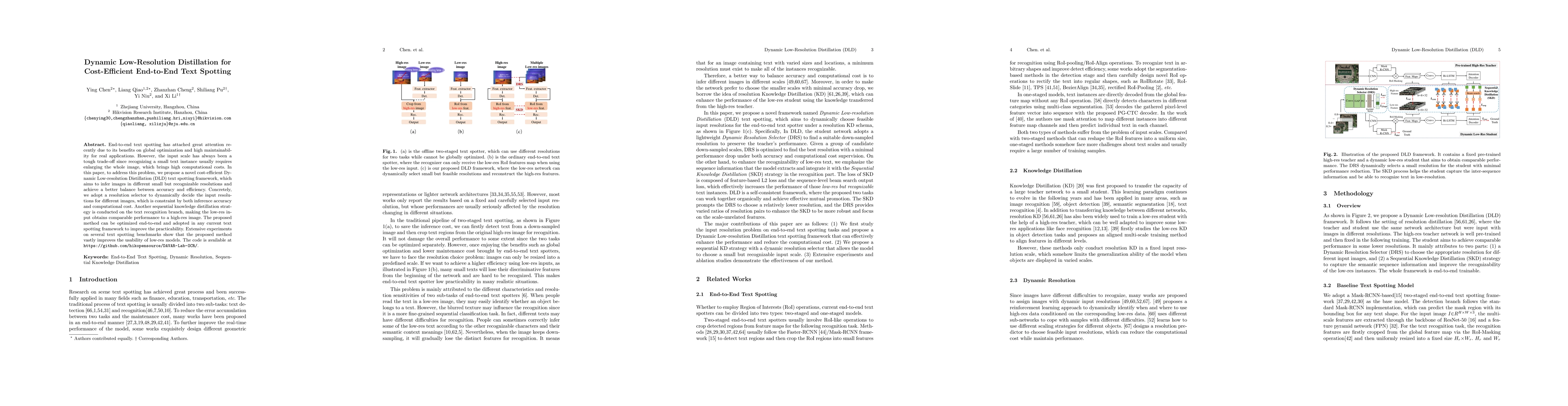 Thumbnail for Dynamic Low-Resolution Distillation for Cost-Efficient End-to-End Text
  Spotting