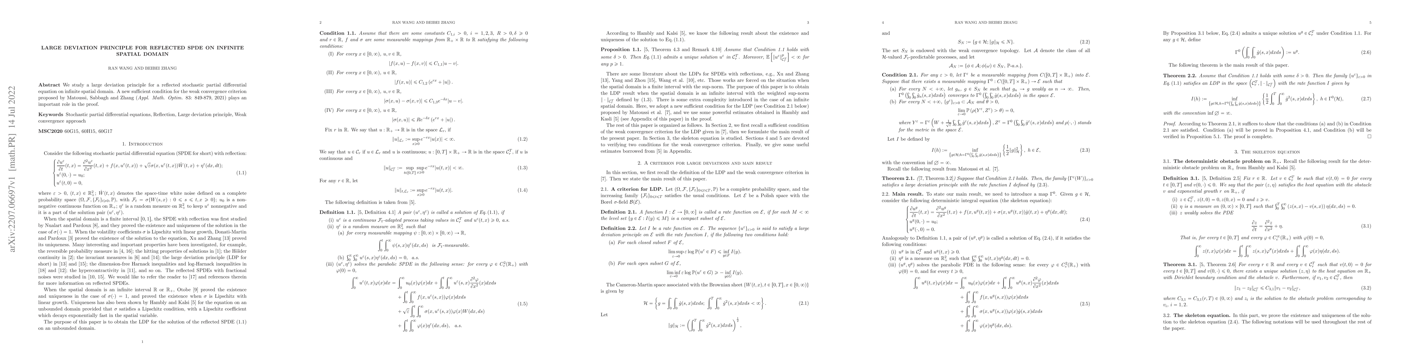 Thumbnail for Large deviation principle for reflected SPDE on infinite spatial domain