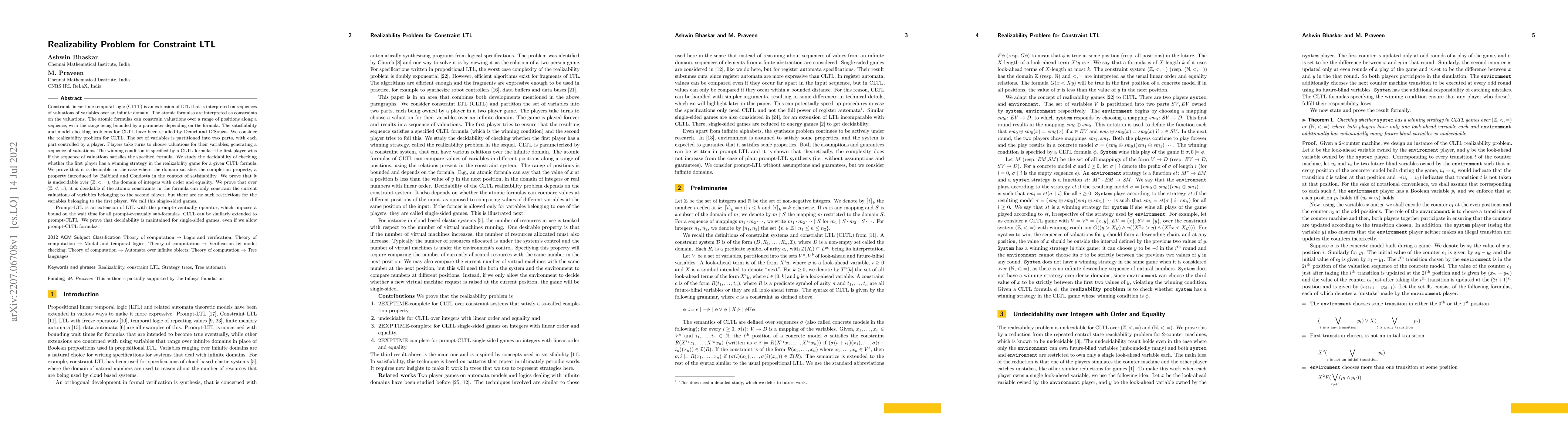 Thumbnail for Realizability Problem for Constraint LTL
