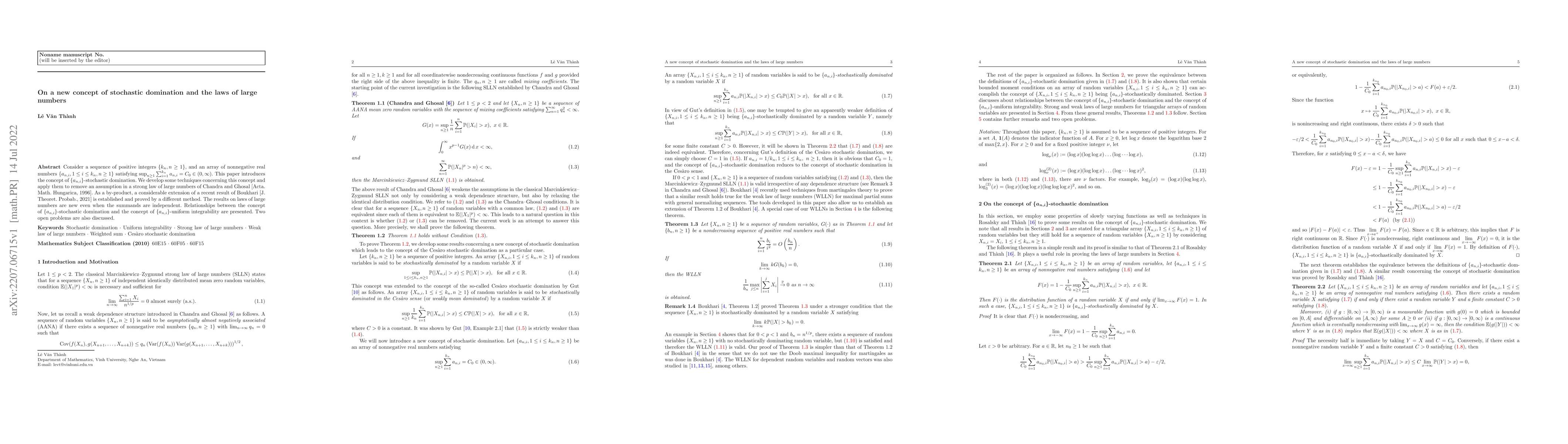 Thumbnail for On a new concept of stochastic domination and the laws of large numbers