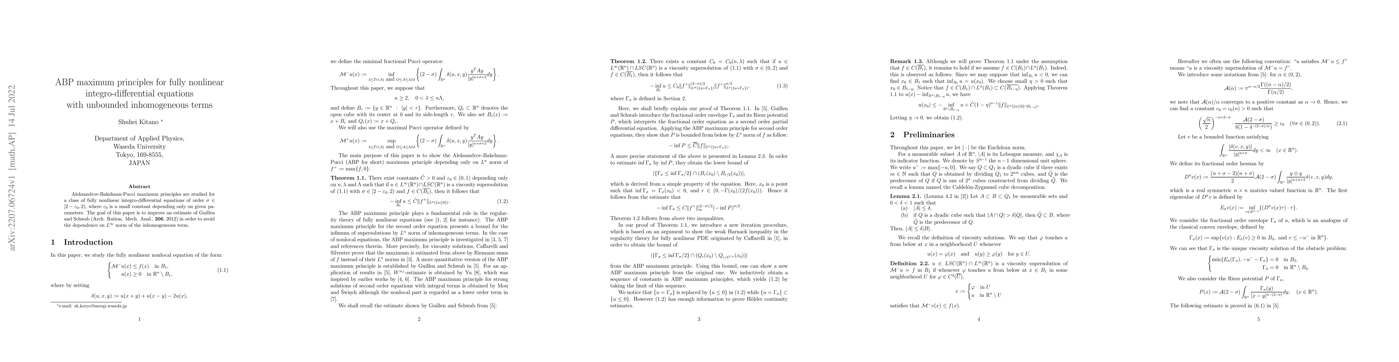 Thumbnail for ABP maximum principles for fully nonlinear integro-differential
  equations with unbounded inhomogeneous terms