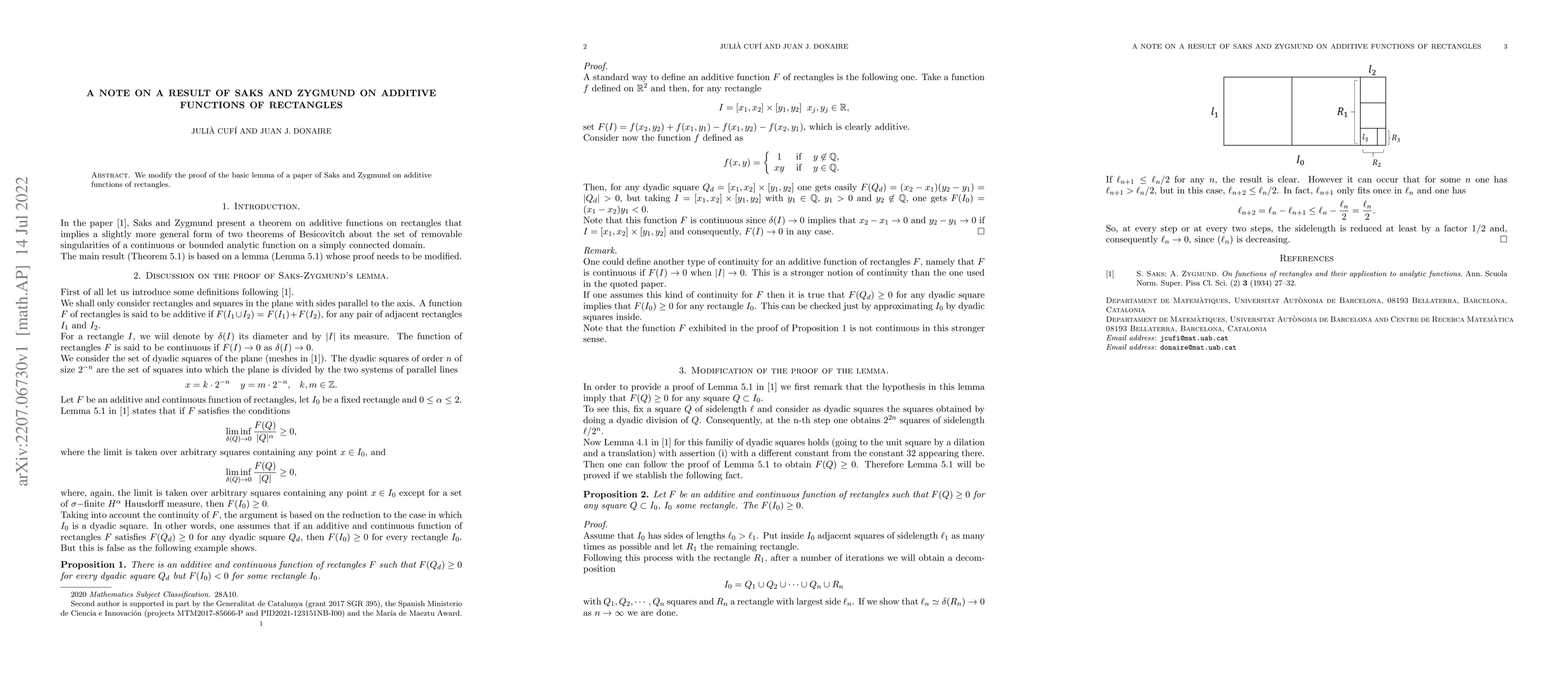 Thumbnail for A note on a result of Saks and Zygmund on additive functions of
  rectangles