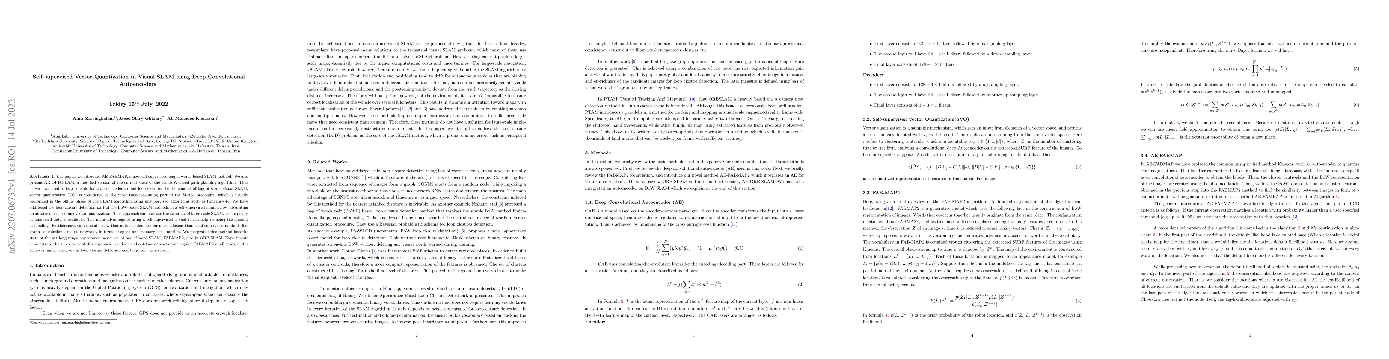 Thumbnail for Self-supervised Vector-Quantization in Visual SLAM using Deep
  Convolutional Autoencoders