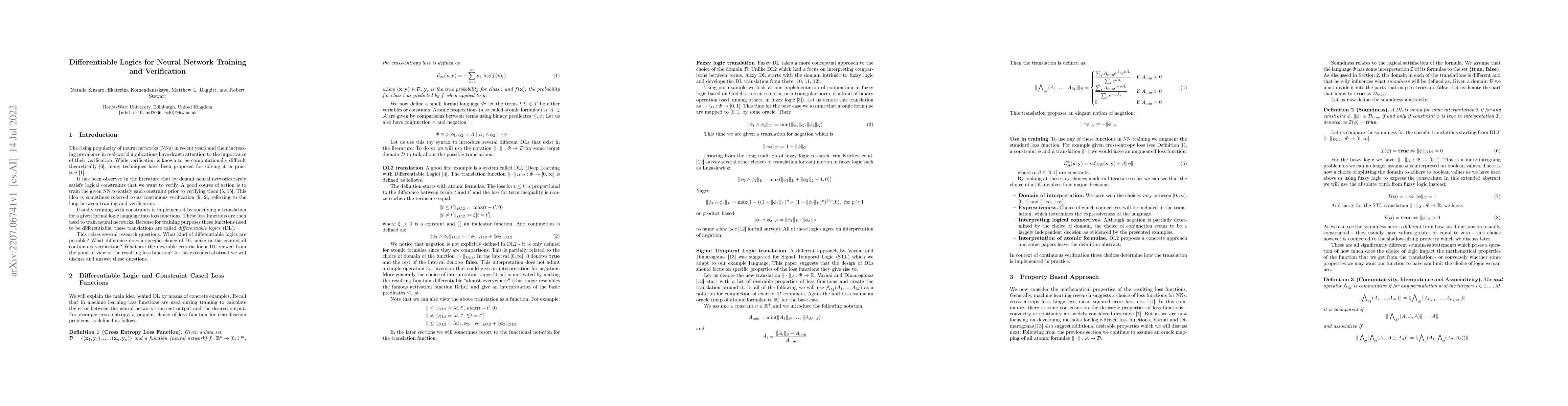 Thumbnail for Differentiable Logics for Neural Network Training and Verification